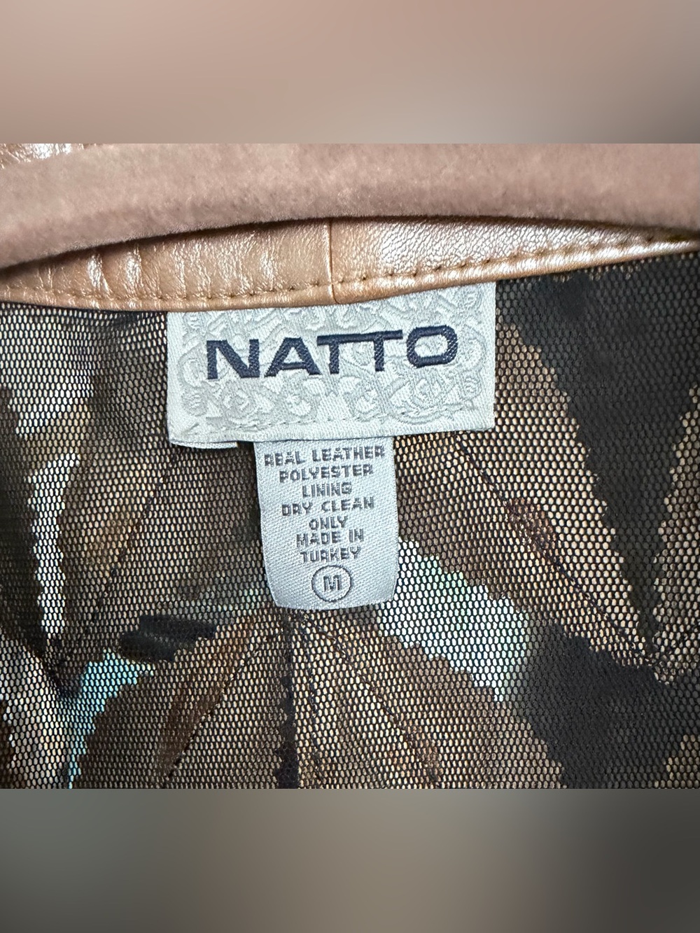 VNTG Natto Metallic Leather 3-D Leaf Appliqué Avant Garde Boho Chic Zip Jacket M - Picture 3 of 5